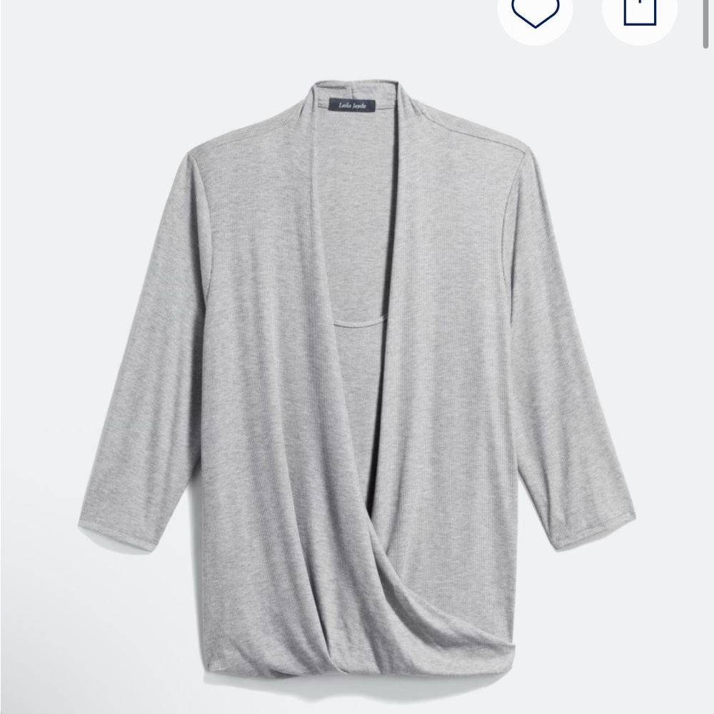 Laila Jayde Grey Drape Ribbed Top